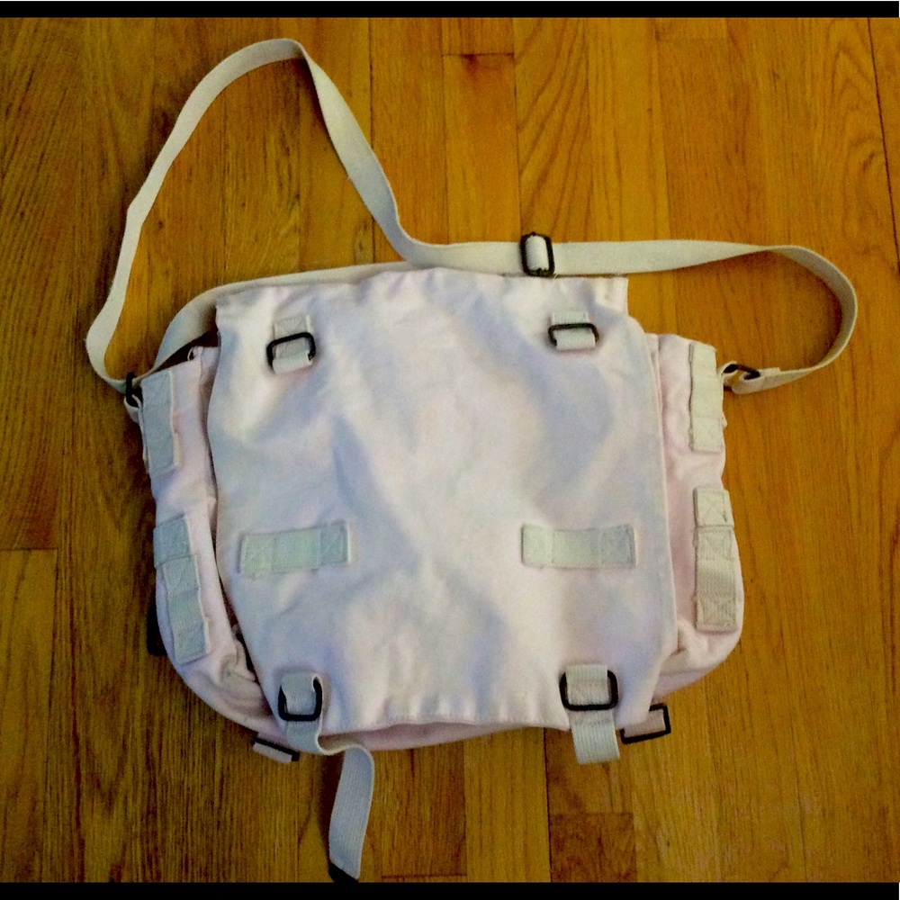 Pale Pink Canvas Messenger Bag
